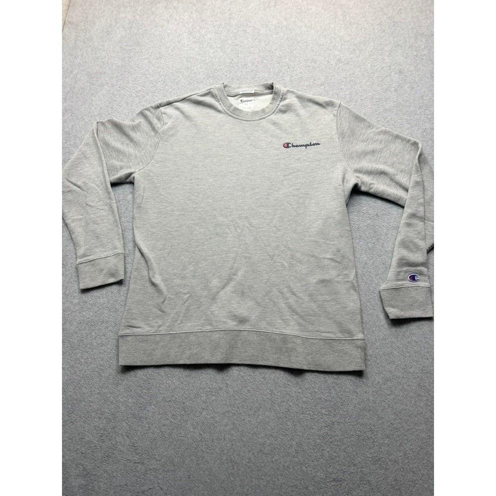 Champion Mens Heritage Crewneck Sweatshirt Gray Script Logo Fleece Pullover XL